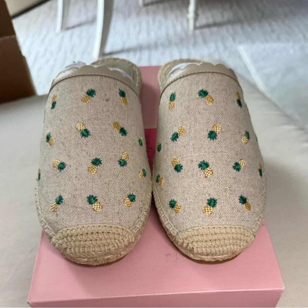 kate spade Beige Espadrille with Green Embroidery